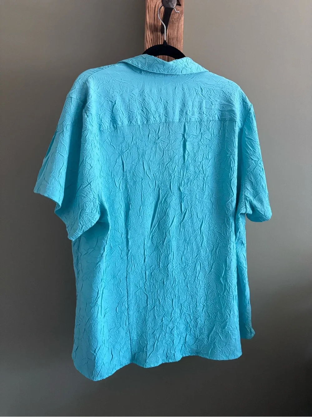 173.) Tradition / Blue / Button Down / Short Sleeve Top - Picture 4 of 8
